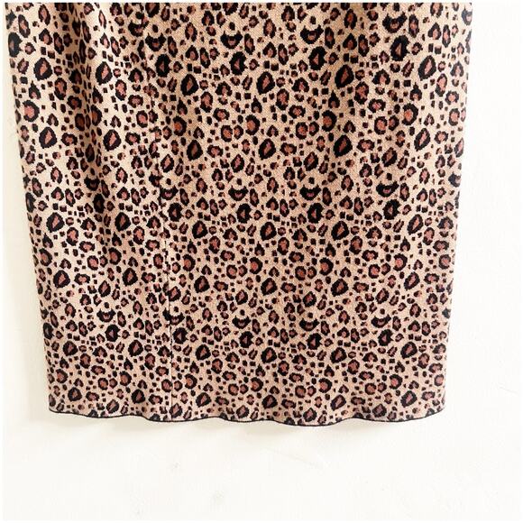 Tahari Cheetah Print Sweater Skirt Stretch Size Medium Knee Length Brown Black - Picture 5 of 10